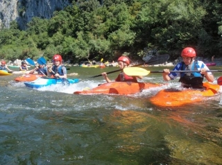 Kayaking in moving, open water